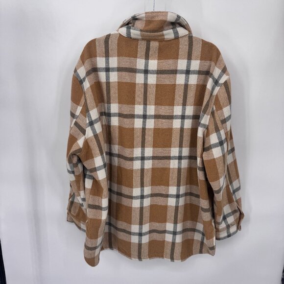 Members Mark Shacket Womens XXL Brown Gray Plaid Polyester Pockets - Picture 5 of 9